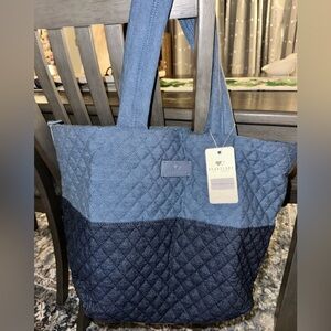 HEART LOVE BY CHARO Light And Dark Blue Denim Women's Travel Tote - Brand New